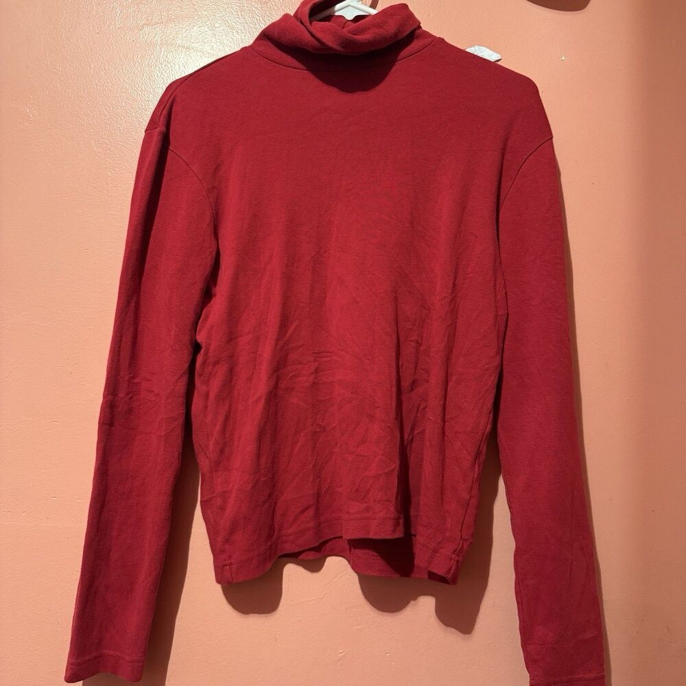Eddie Bauer Womens Long Sleeve TShirt M Medium Red Turtleneck Tee Shirt